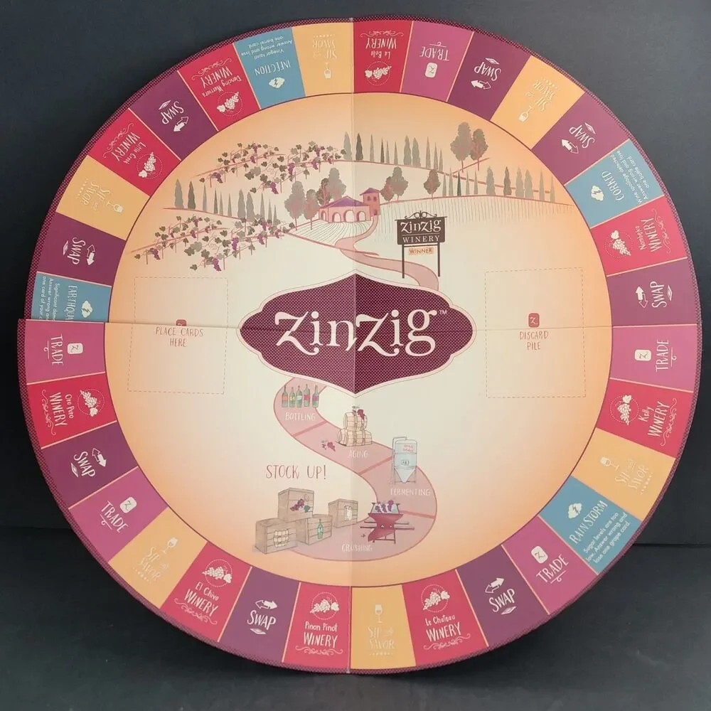 ZinZig Wine Edition Board Game Tasting Trivia True Fabrications Open Box